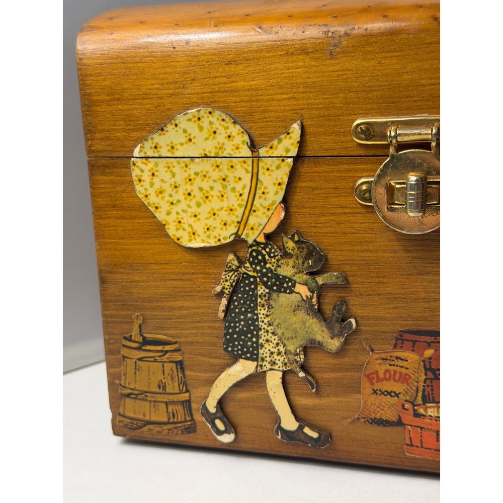 Vintage Wood Box Purse Americana Retro Folk Art Handbag - Picture 2 of 15